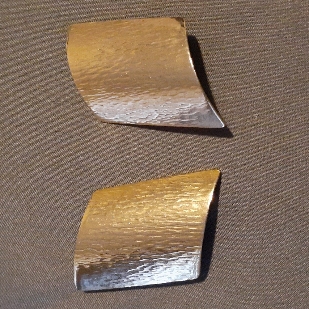 Gold Plated Square Shaped Earrings. Pierce ears 2" X 1" (L8 124 B2)